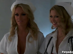 Paige Ashley pummeling Johnny Castle in a hospital threesome