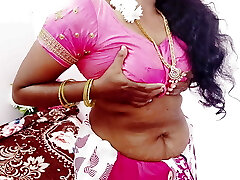 Indian telugu mind-blowing saxy saree housewife self...