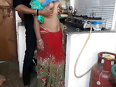 Housewife cleaning in the kitchen misses the prick and takes the neighbor's man-meat and gets penetrated