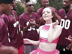 College Cheerleader Gangbanged By Rival Football Team - BlacksOnBlondes
