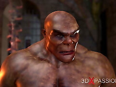 Ferocious orcs fucks hard a teenage lady in the dark dungeon