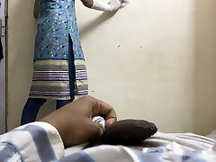 Displaying dick on Indian maid to fuck ( chudai ) in hindi