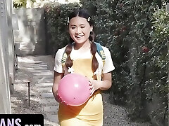 Teenage Princess Ella Voneva Gets Her Japanese Pussy Rammed By Diamond Banks' Thick Strap On - LittleAsians FFM Threesome