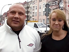 German Street Casting - Real Duo Tries Porn