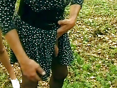 Blonde German reporter having BDSM fun in the woods