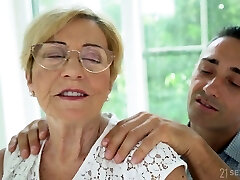 Obsessed with lovemaking young man fucks old cunt of nasty stepaunt Malya