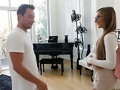 Suntanned blonde Moka Mora is having crazy quickie with steaming blooded boyfriend