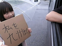 Japanese schoolgirl, Mikoto Mochida is deep throating a stranger's