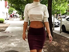 Fledgling skater girl outdoor in public fucking for money