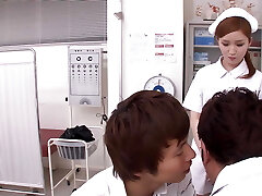 JAPANESE HORNY NURSE GETS FUCKED BY 2 COCKS CREAMPIE