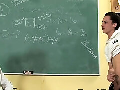 Naughty lecturer Ethan Storm cums from Phillip Ashtons cock