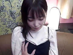 A very cute Japanese gives a dt, gets fingering and creampie sex, facial cum-shots, uncensored