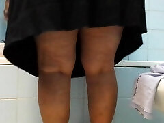 Cute upskirt mature bathroom