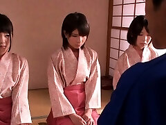 Spanked japanese teens queen man while wanking him off