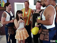 Bore hottie Mochi Mona surprises the repairmen with her libido and in need of a fix