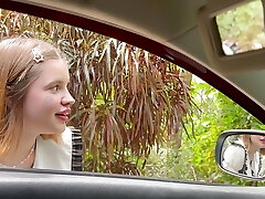 Petite schoolgirl asked me for a ride so I fucked her in the van