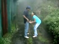 My Indian teenie girlfriend waited for me behind the fence