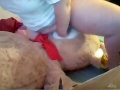 Young Chubby Girl screws giant teddy till orgasm