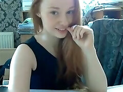 Pale adorable teen bent over to tickle her fresh tight pussy just a bit