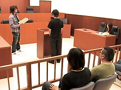 The suspect controls to fuck his wife in court to show his purity