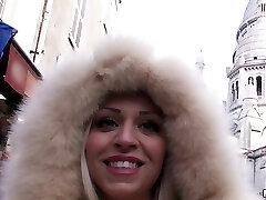 Fur coat cutie picked up in public and pulverized in her hot poon