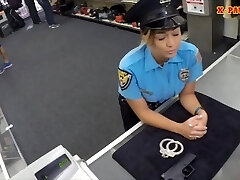 Busty police officer pawns her stuff and plowed to earn cash