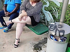 I lifted my mini skirt and opened my legs for a stranger at the bus stop to paw my slit through my panty