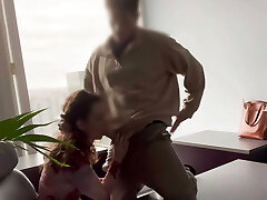 MILF boss drilled against her office window