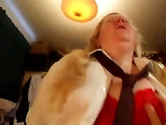 Extremely fat and horny mature slut with gross flabby belly was railing cock