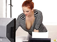Eye catching crimson haired honey Kara Carter and her cleverage gonna make you jizz