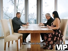 VIP4K. Married couple decided to invite husband's friend to make her big tits wiggling