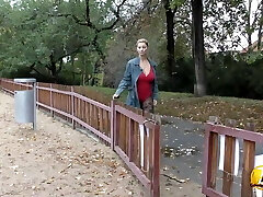 Katerina Hartlova naked in Public place and get joy on swing