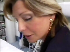 Lucky guy gets cauth by his blonde Milf boss in tights