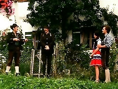 Classic Bavarian girl nailed upskirt outdoor