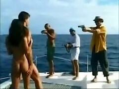 Horny black retro lady is throating cock on her knees