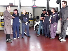 Gang-bang in the Mechanic's Workshop