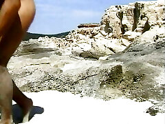 Superb German female with dark hair gets a hard anal smash at the beach