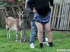 Mature blonde granny pounded outdoors after doing her chores