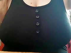 Thrilled schoolgirl couldn't stand it and commenced to excite her big tits in front of the camera - LuxuryOrgasm