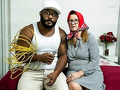 grandmother gets deep ass fucked by an electrician