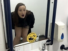Hotwife wifey fucks employee in pub wc while husband waits outside and gets a surprise load all over her face
