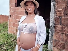 Pregnant latina mom with huge tits is so insatiable she begs me to bang her