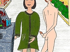 Buck flashes Miss Wong horny Asian granny at the store