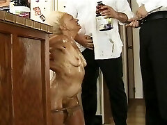 Threesome granny double penetration