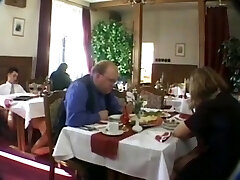 Public Restaurant DP in satin sundress