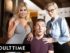 ADULT TIME - Lucky Guy Serves Up Cock In Crazy Threesome WITH STEPMOMS Kenzie Taylor And Caitlin Bell