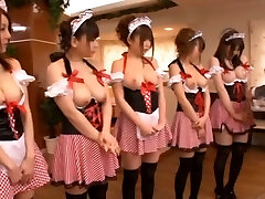 Five Japanese Babes in Costume with Monstrous Boobs to Play With