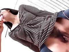 HORNY BITCH GAGS ON A HUGE Manstick AS ANOTHER FUCKS HER Twat