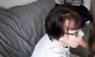 Dark Haired Granny Taking Some Cumshots