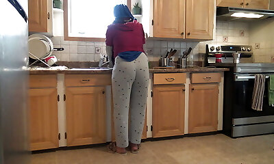 Syrian Wife Lets College-aged Year Elderly German Stepson Fuck Her In The Kitchen